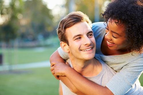 Couple hugging at Double Rock Park in Parkeville, MD